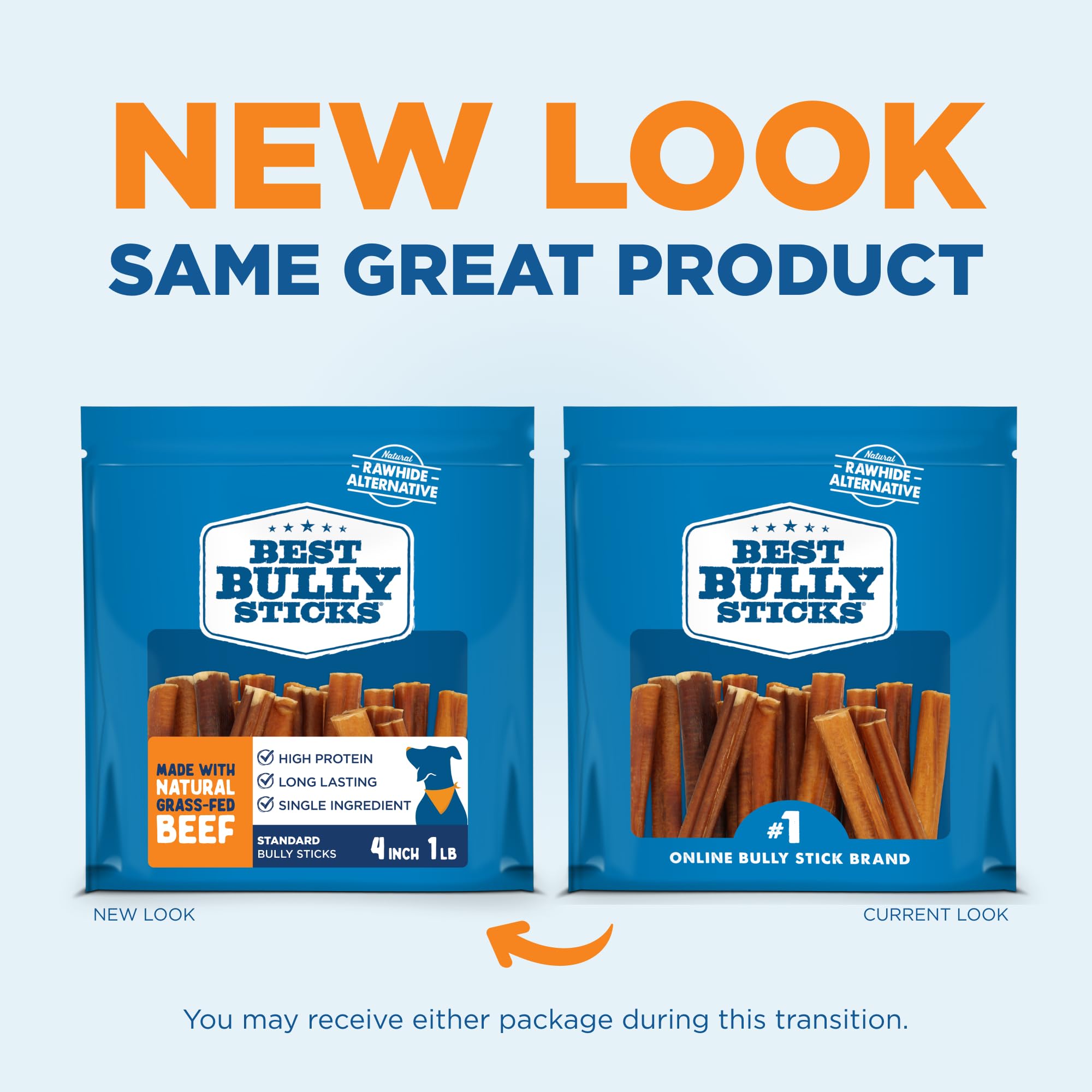 Best Bully Sticks grass-fed beef single-ingredient chew offers natural protein.