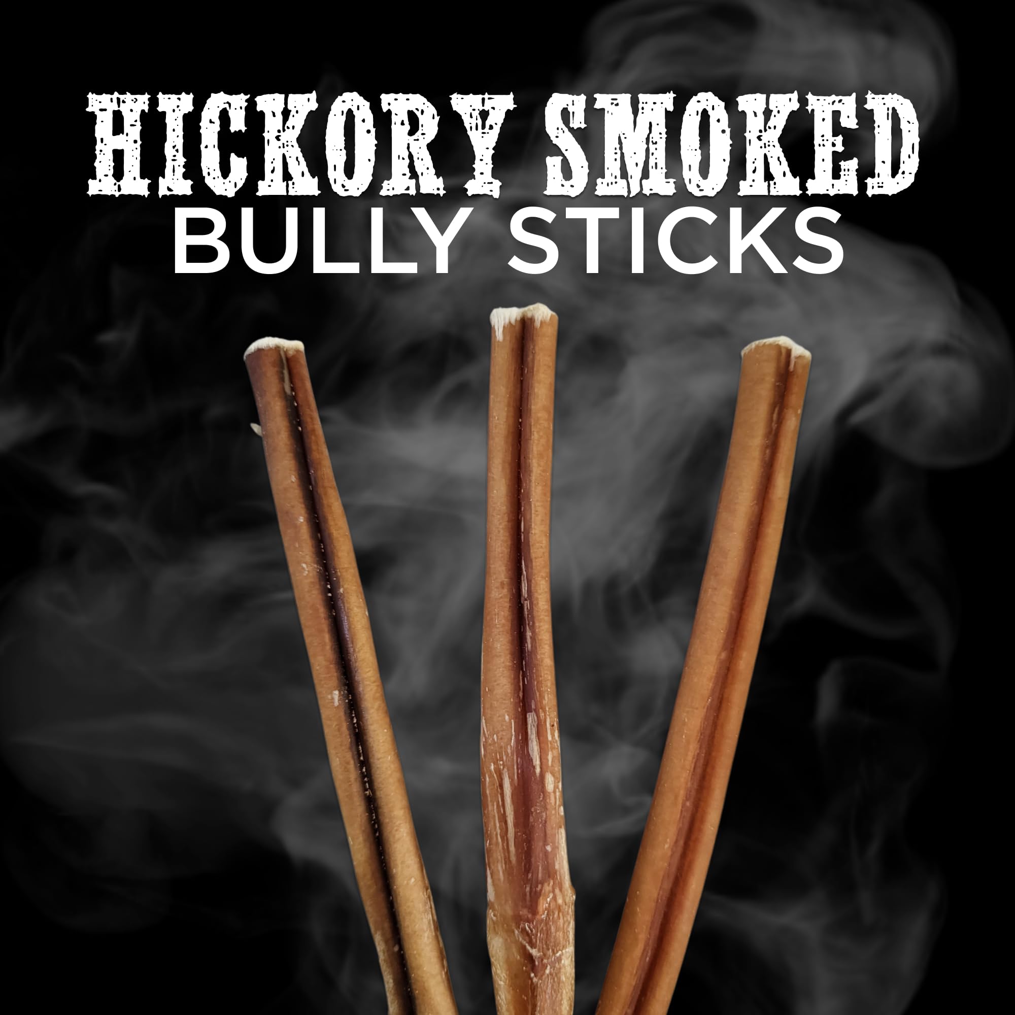 Best Bully Sticks hickory-smoked 6in bully stick closeup shows durable texture for chewing.