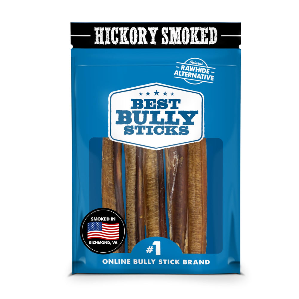 Best Bully Sticks hickory-smoked 6in bully stick pack for lasting chews and rewards.