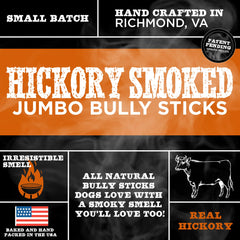 Best Bully Sticks Hickory Smoked Jumbo 6 Inch Rawhide Free Label — safer, rawhide-free chewing option.