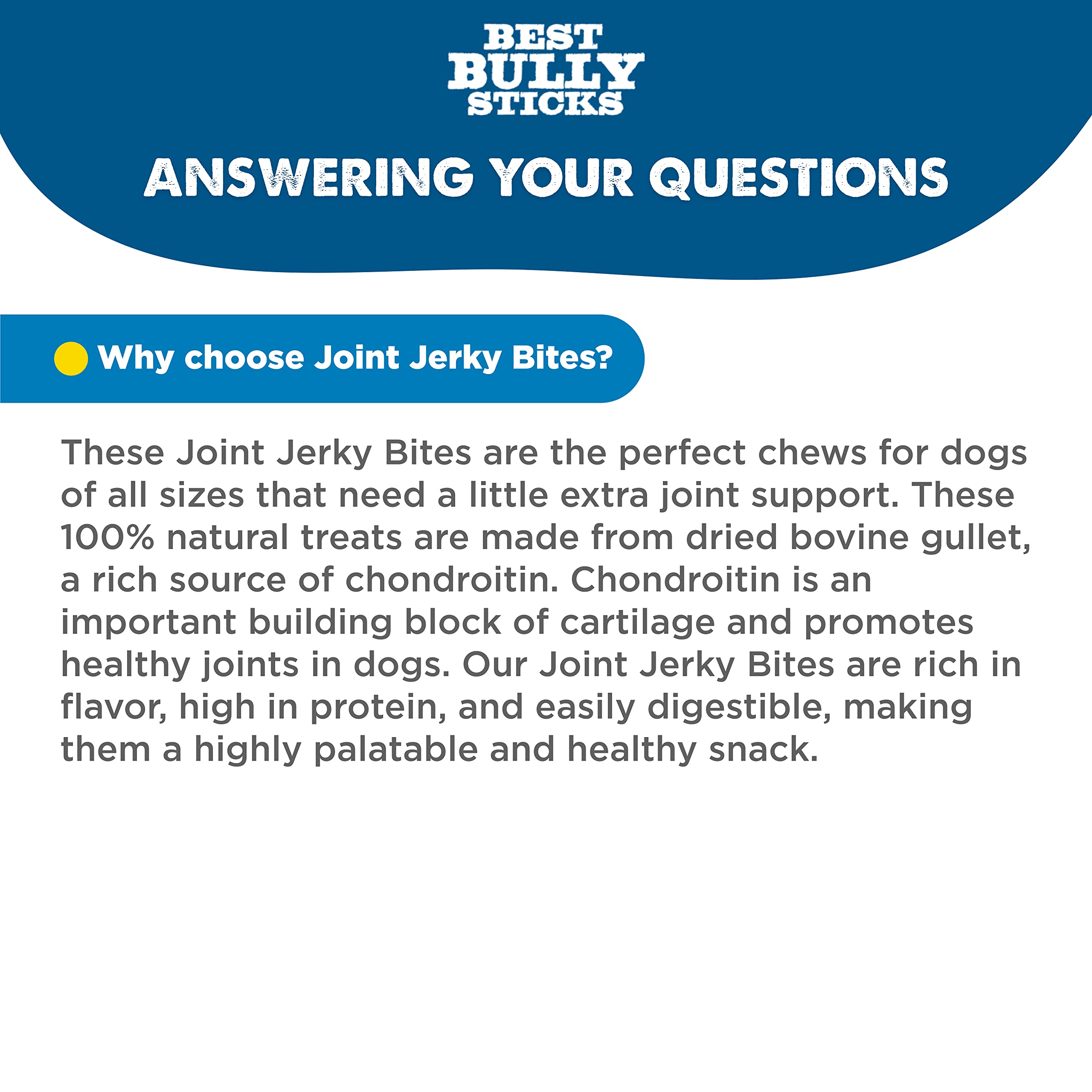 Best Bully Sticks Joint Jerky Gullet Bites dental benefit through chewing action