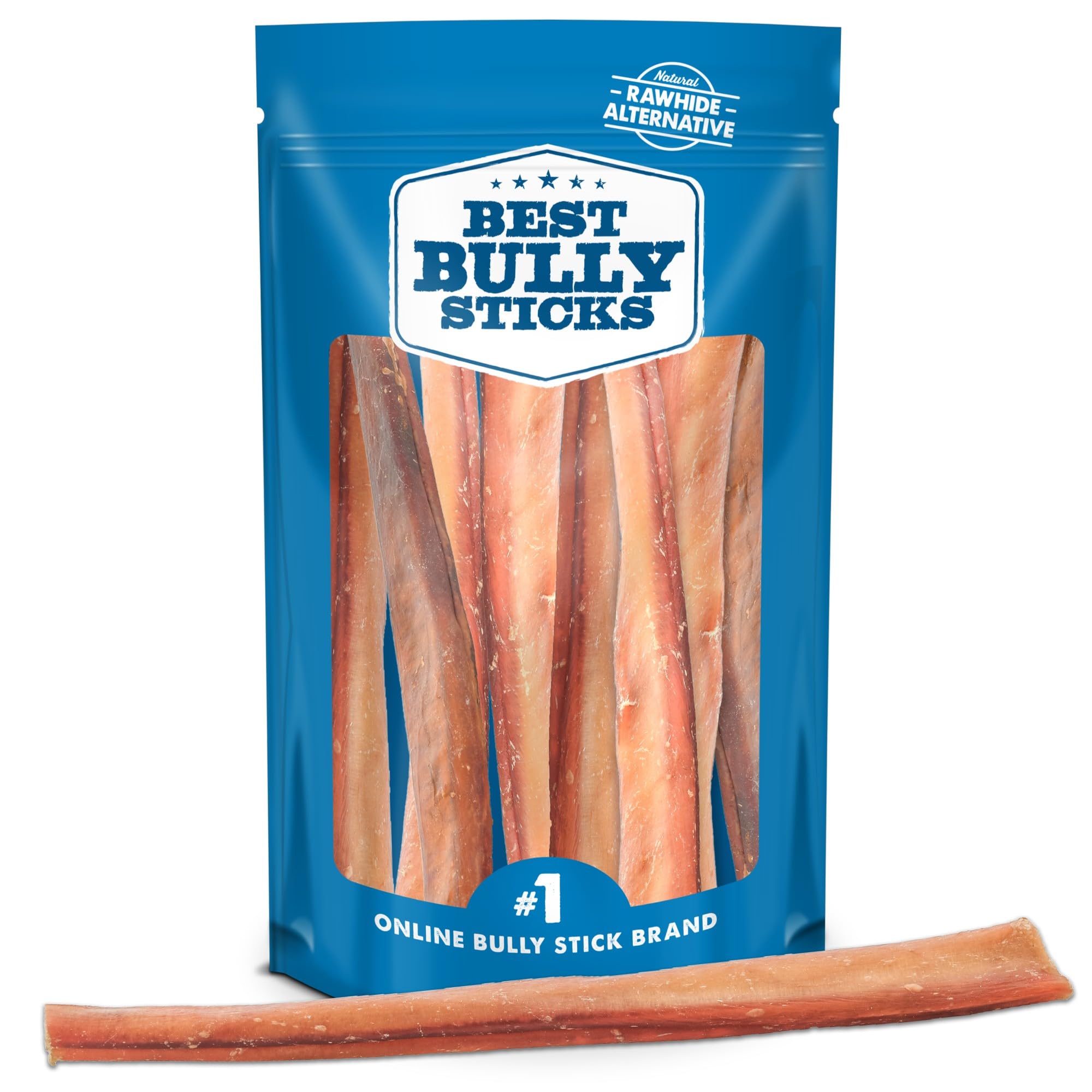 Best Bully Sticks jumbo 12-inch pack; long-lasting chews for large dogs.