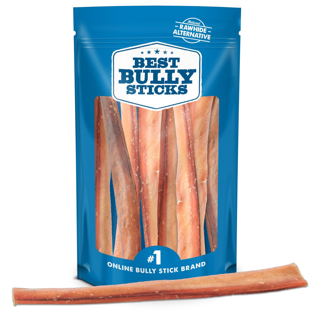 Best Bully Sticks jumbo 12-inch pack; long-lasting chews for large dogs.