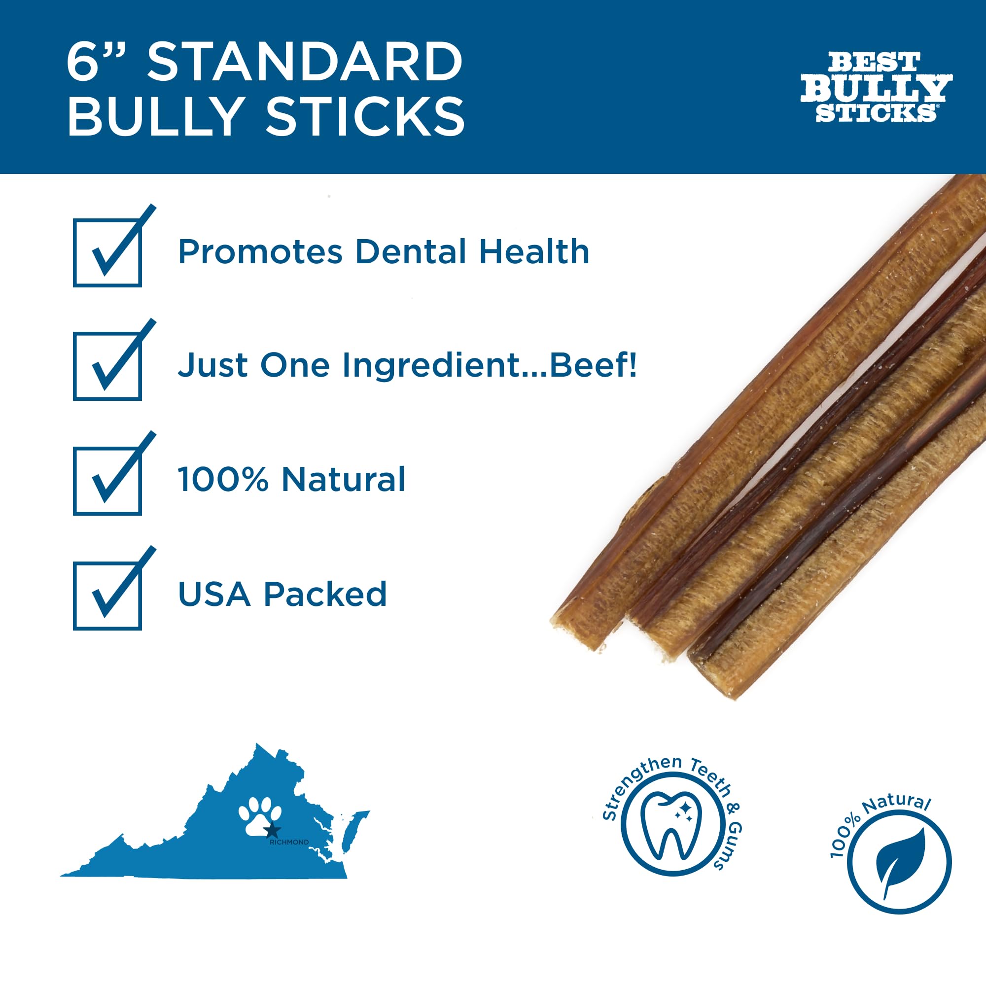 Best Bully Sticks natural scent closeup illustrating grain-free, rawhide-free dog treat