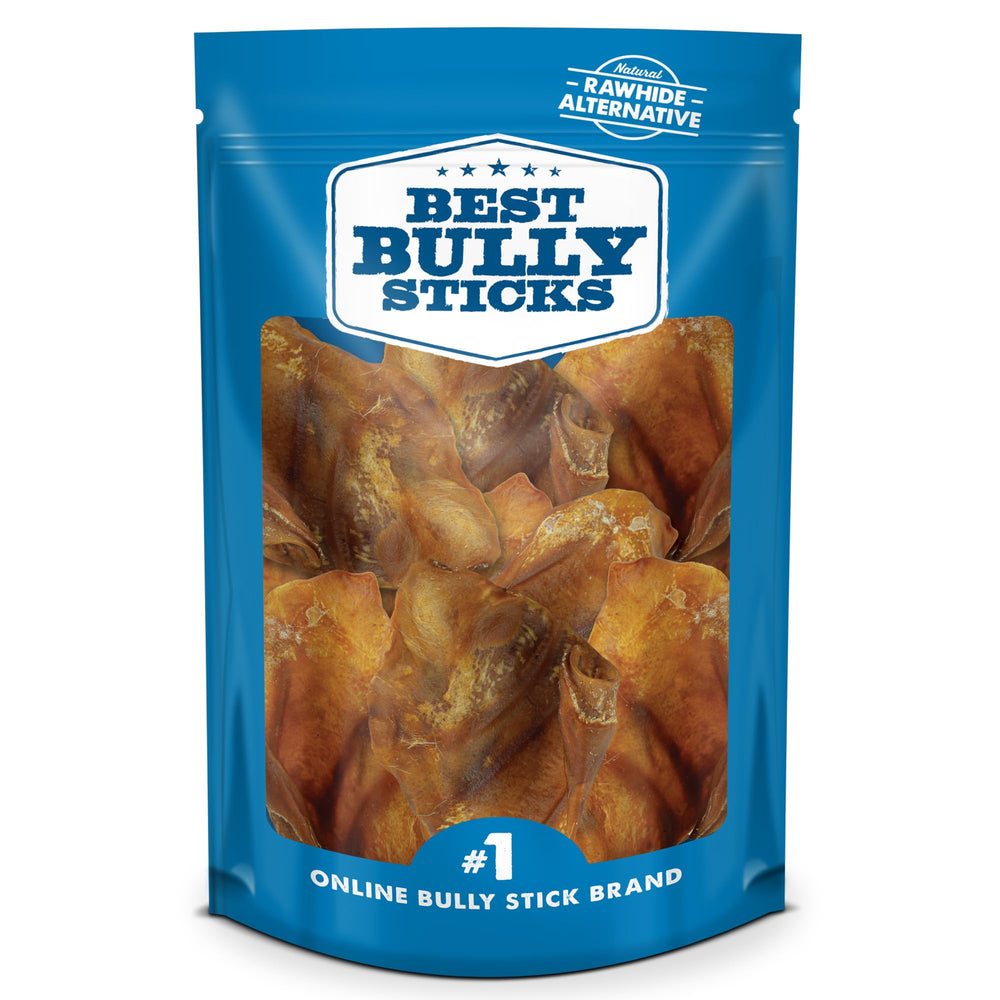 Best Bully Sticks pig ears pack shot promotes all-natural chewing enjoyment for dogs.