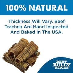 Best Bully Sticks 6-inch beef trachea close-up showing natural texture for safe chewing