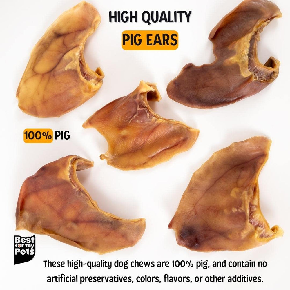 Best For My Pets pig ears whole-30-pack feeding-ready chews for medium to large dogs.