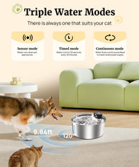 BEST JAJA cordless water fountain with 6000mAh battery enables flexible placement.