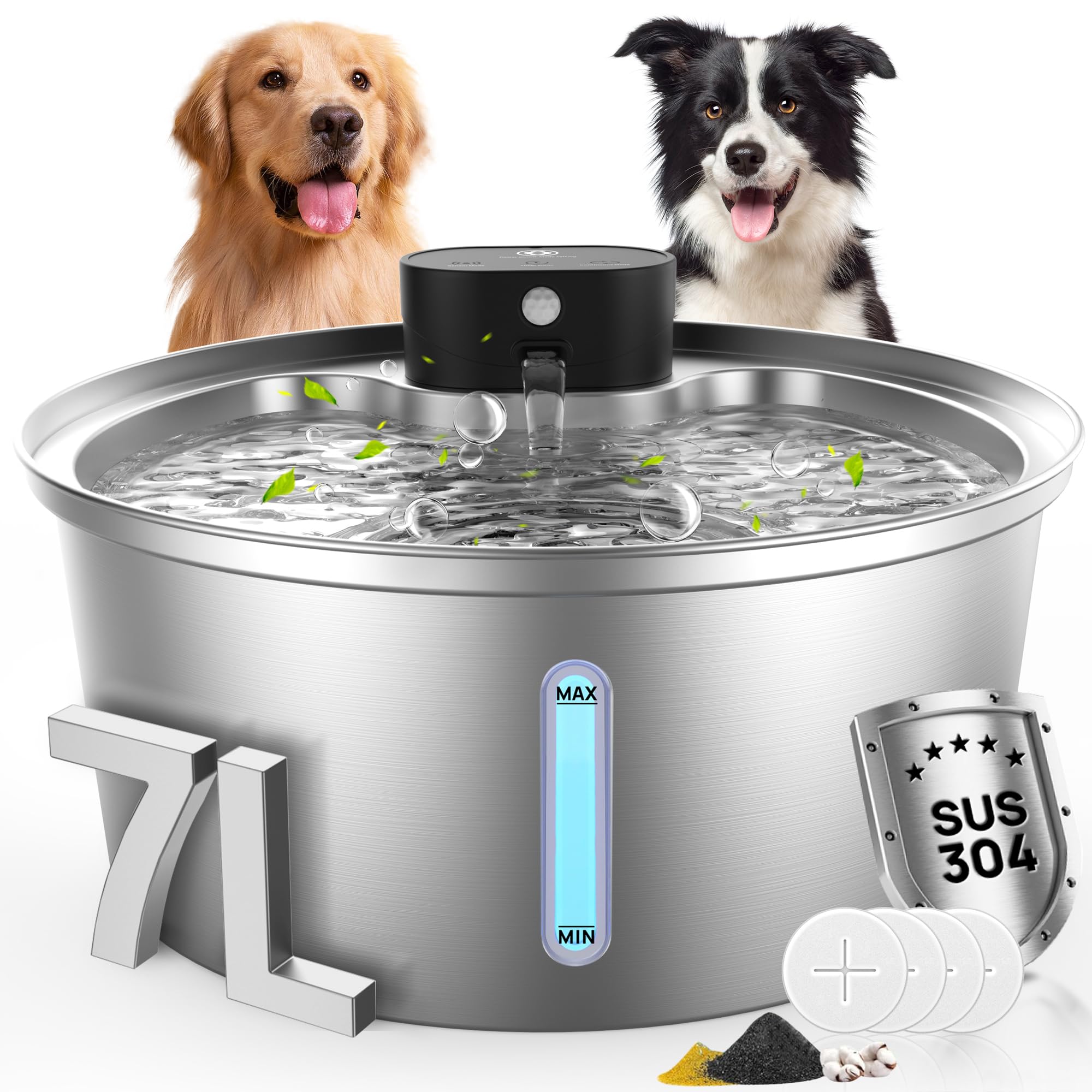 BEST JAJA dog water fountain assembly shows durable SUS304 stainless steel for long-lasting hydration.