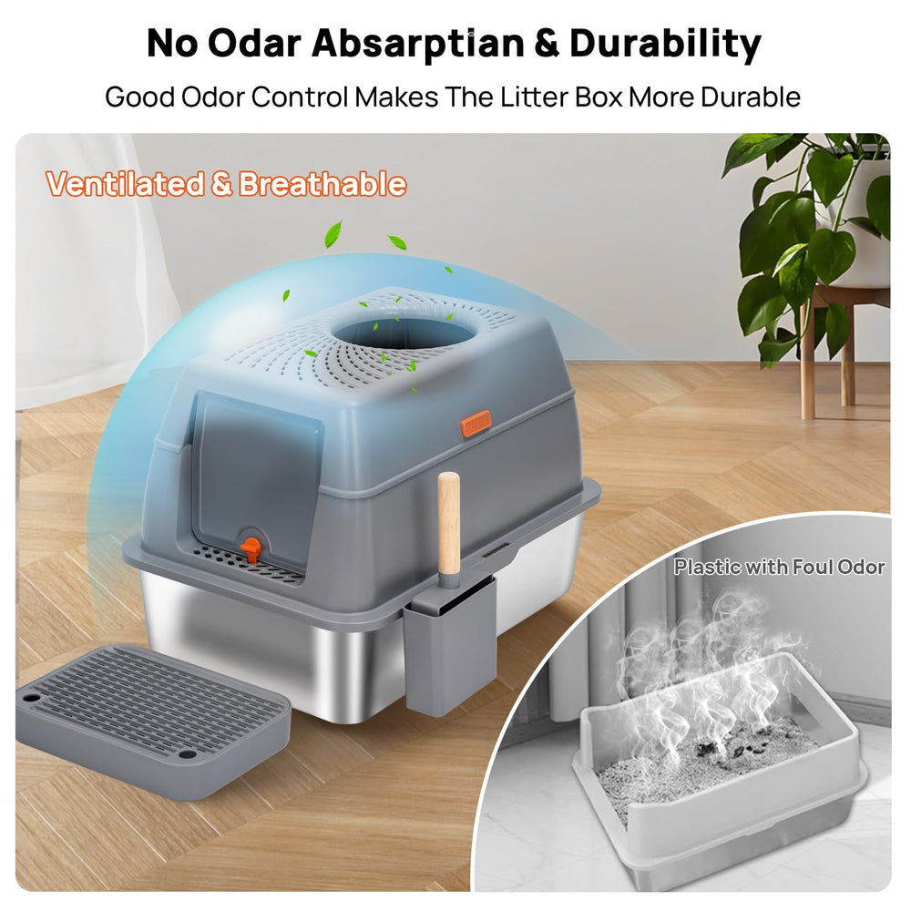 Non-stick interior helps prevent stains in BEST JAJA litter box