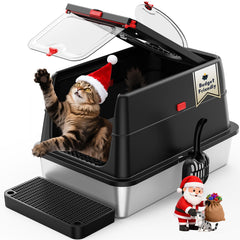 BEST JAJA stainless steel litter box with built-in carbon filter reduces odors for a fresher home