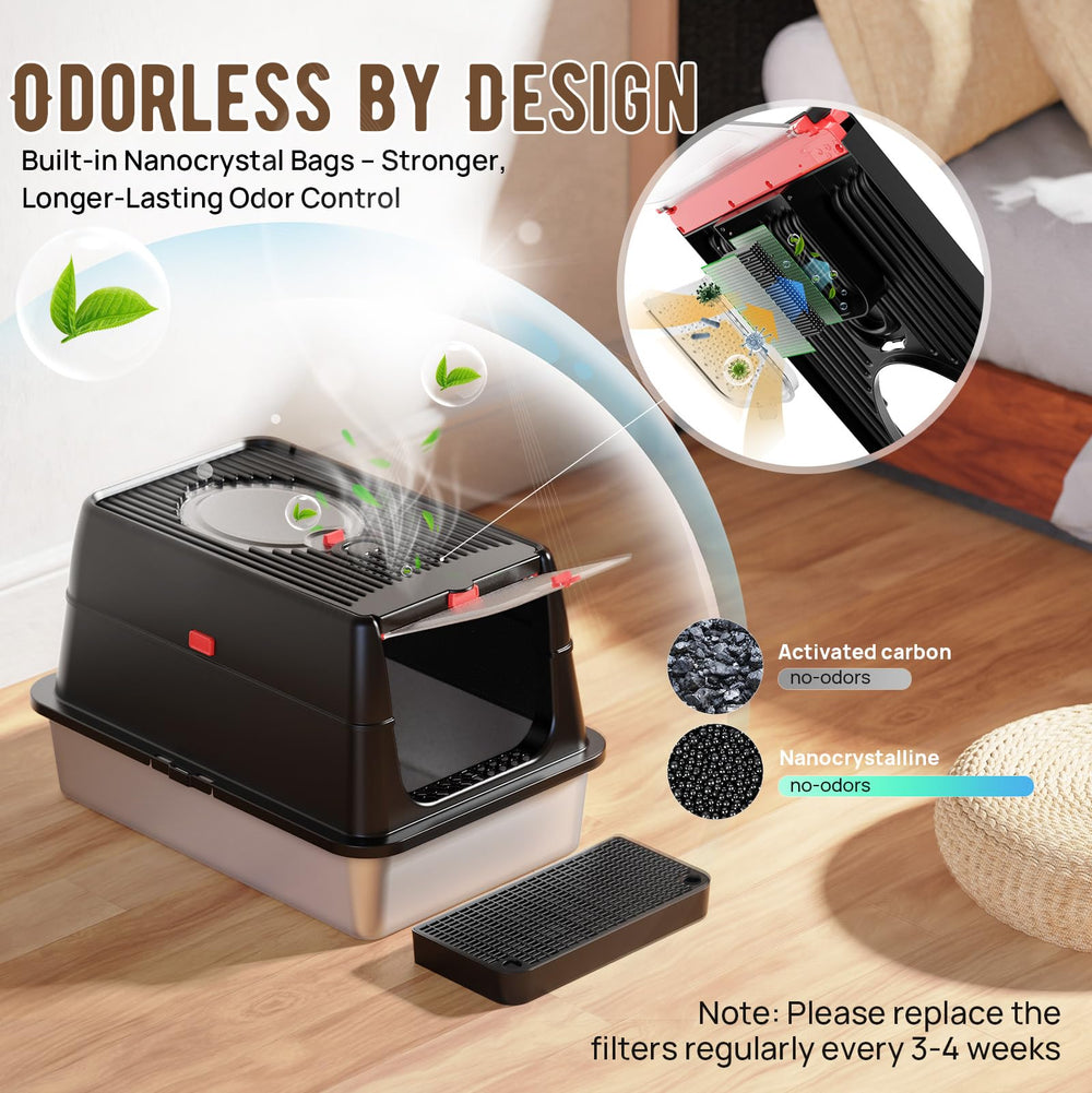 BEST JAJA flip lid self-cleaning feature helps minimize litter tracking