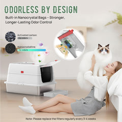 BEST JAJA stainless steel cat litter box top-exit design minimizes litter tracking during exits
