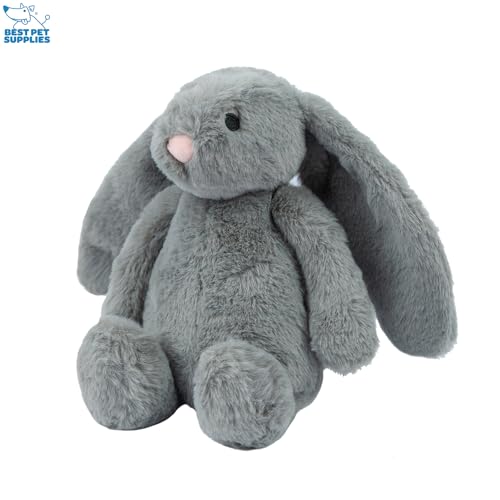Best Pet Supplies Bunny gray large toy closeup shows durable plush exterior.