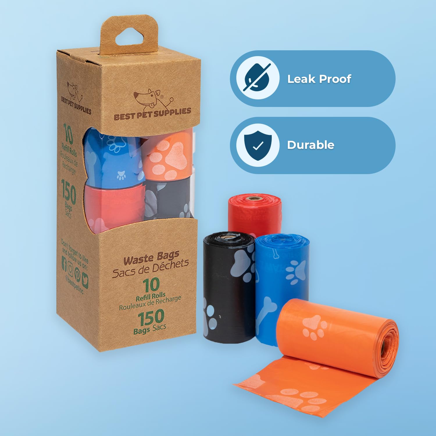Best Pet Supplies leak-proof dog waste bags for mess containment during travel.