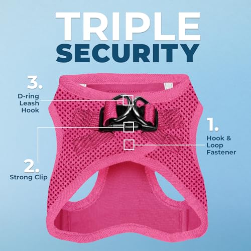 Best Pet Supplies Voyager harness close-up in fuchsia showing breathable air mesh