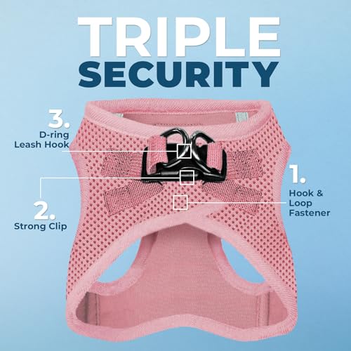 Best Pet Supplies Voyager Step-in Air Harness pink back view showing adjustable straps for a secure fit.