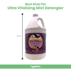 Best Shot Pet Ultra Vitalizing Mist spray application demonstrates quick leave-in detangling helper.