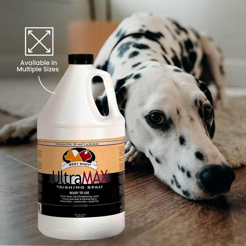 Best Shot UltraMAX Pro Finishing Spray speeds drying and detangles damp coats