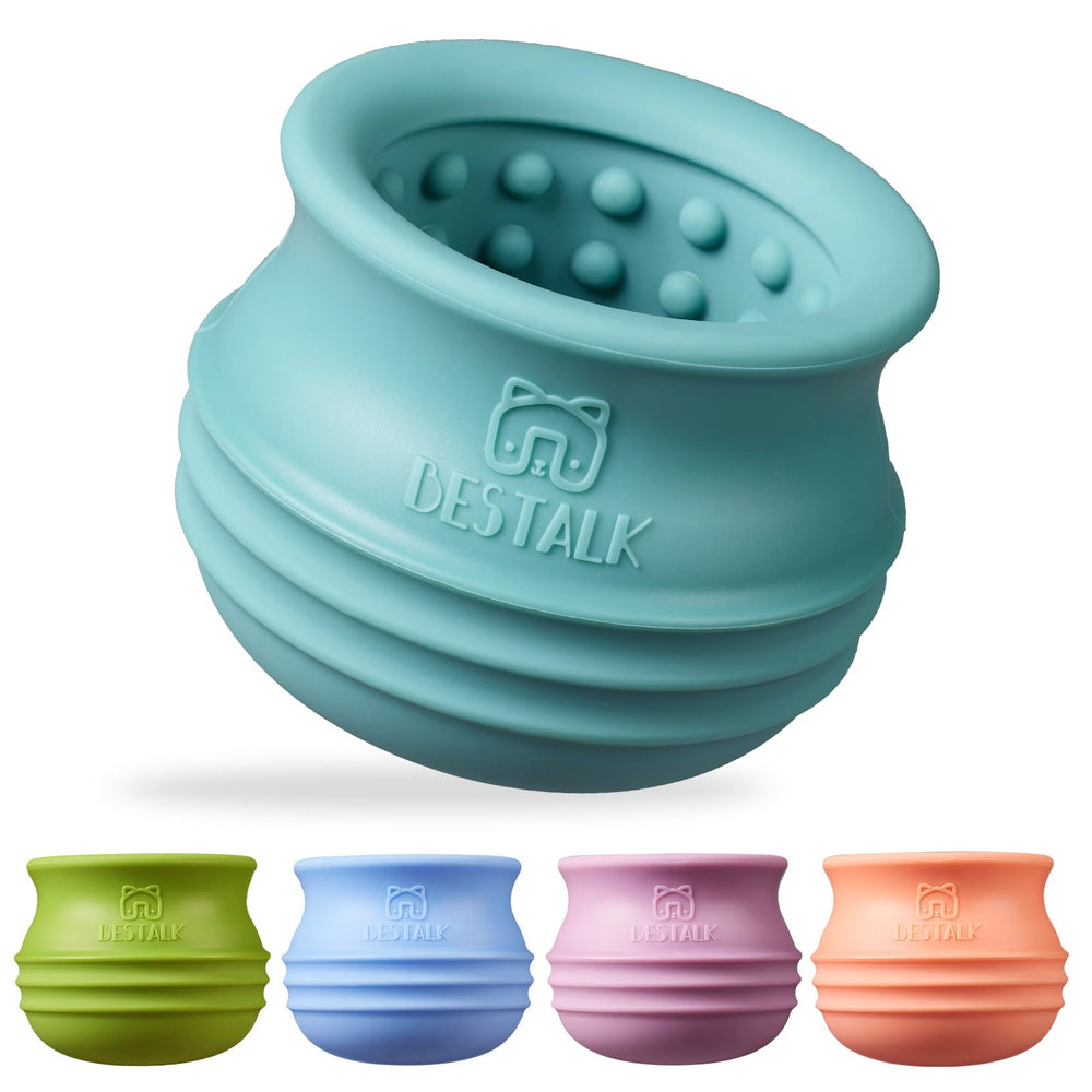 Bestalk dog enrichment toy front view in teal for interactive play and slow feeding.