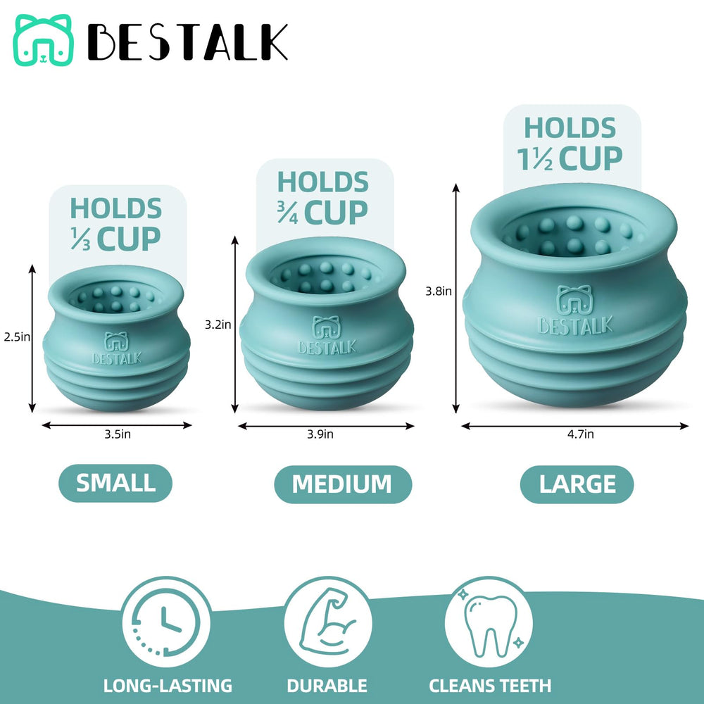 Bestalk dog enrichment toy textured-surface teal aids dental-friendly licking play.