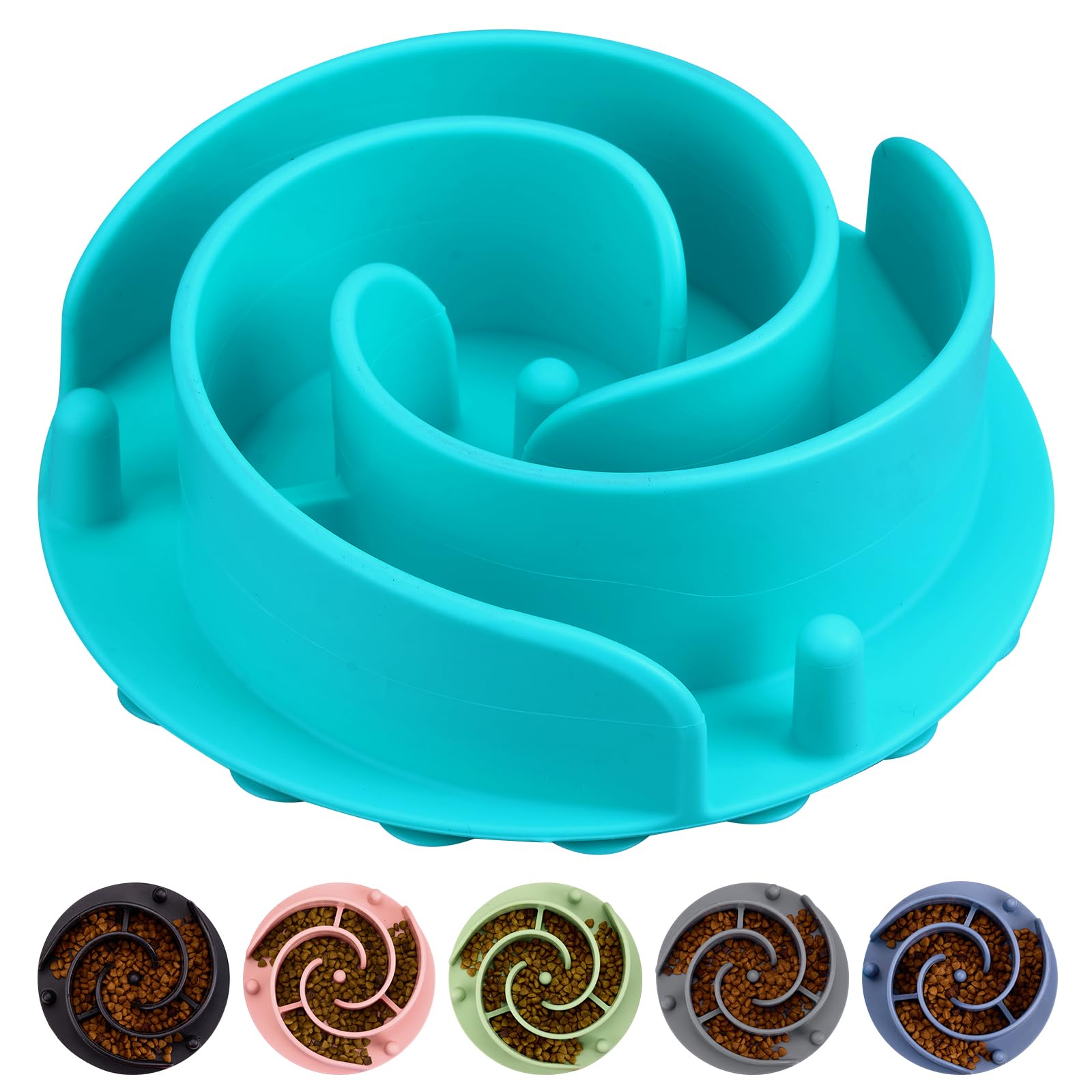 Bestalk slow-feeder-bowl-insert-teal slows eating pace during meals.