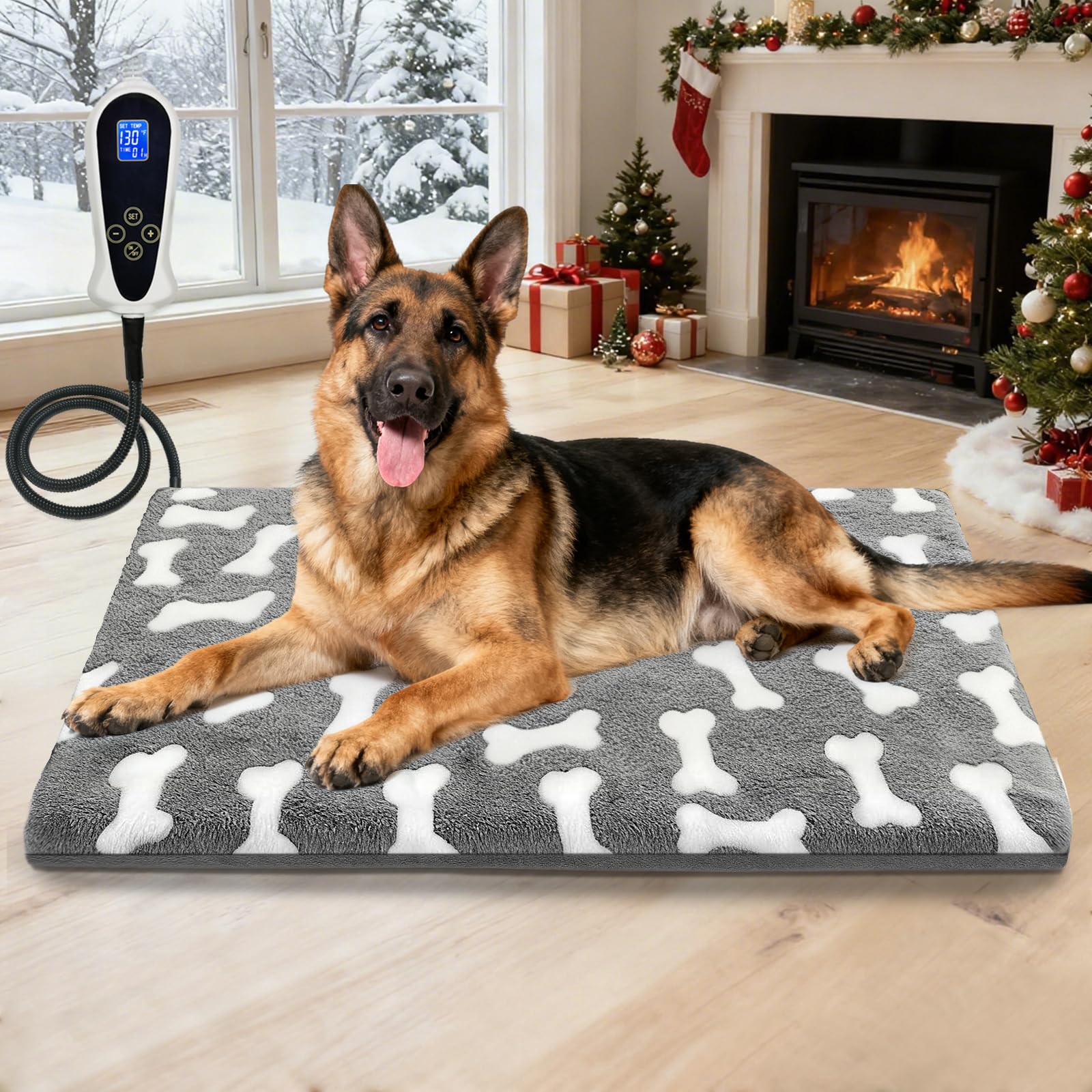 Bestio Large Dog Heating Pad setup showing easy placement for cozy warmth