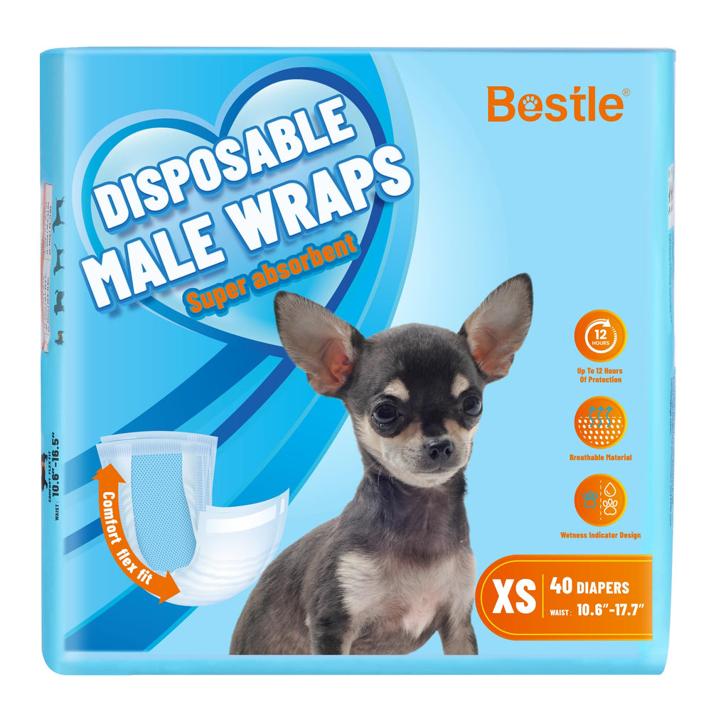 Bestle Male Dog Wrap packaging view showing compact, travel-friendly design.