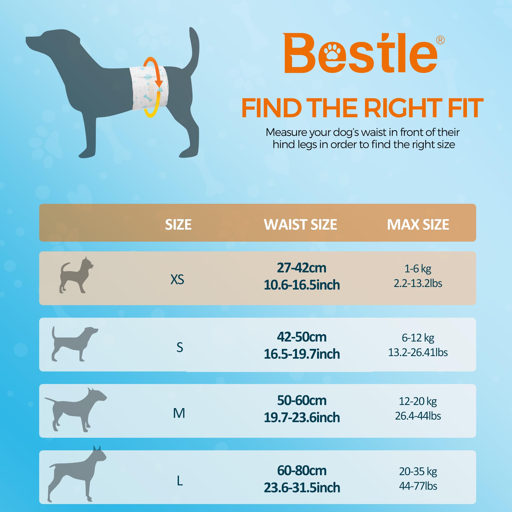 Bestle Male Dog Wrap wetness indicator close-up for easy replacement signals.