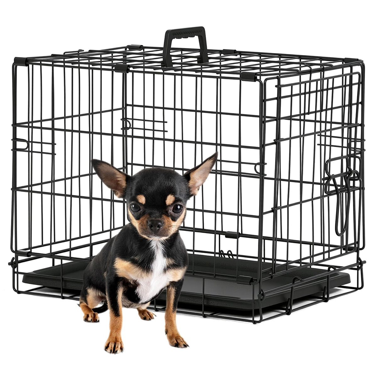 BestPet 18-inch foldable dog crate in black for secure travel and home use.