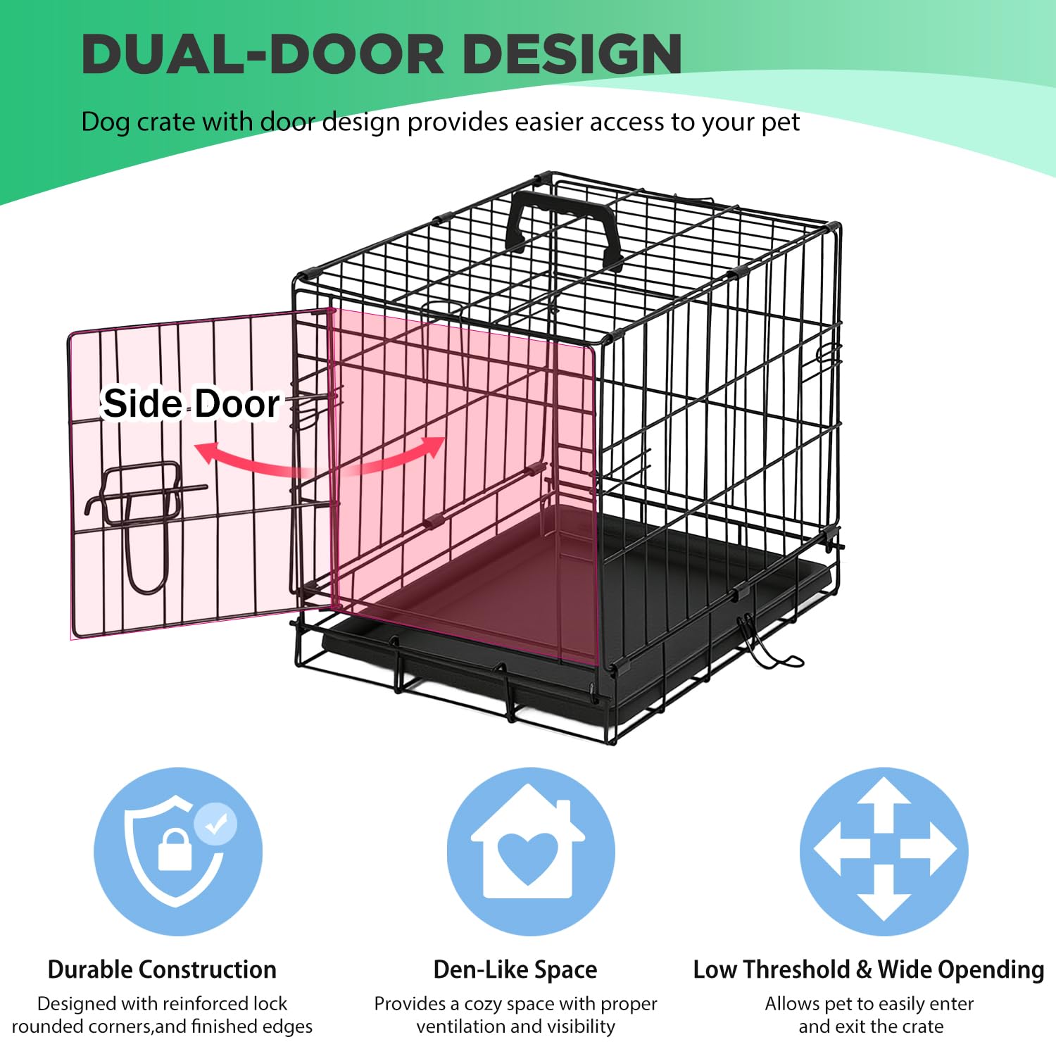 BestPet dog crate side view shows secure slide-bolt latches and sturdy frame.