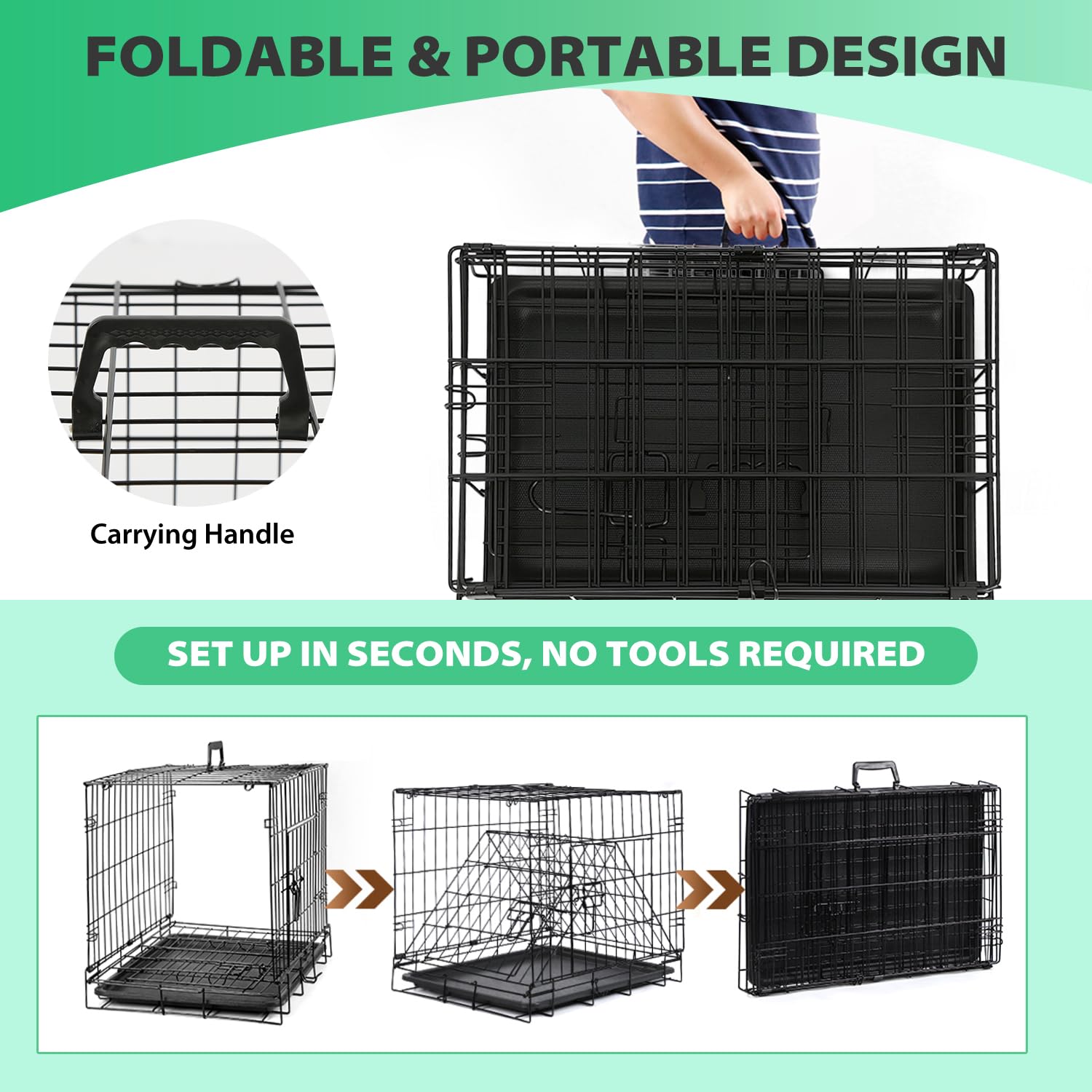 BestPet travel-ready foldable cage assembled for car trips and vet visits.