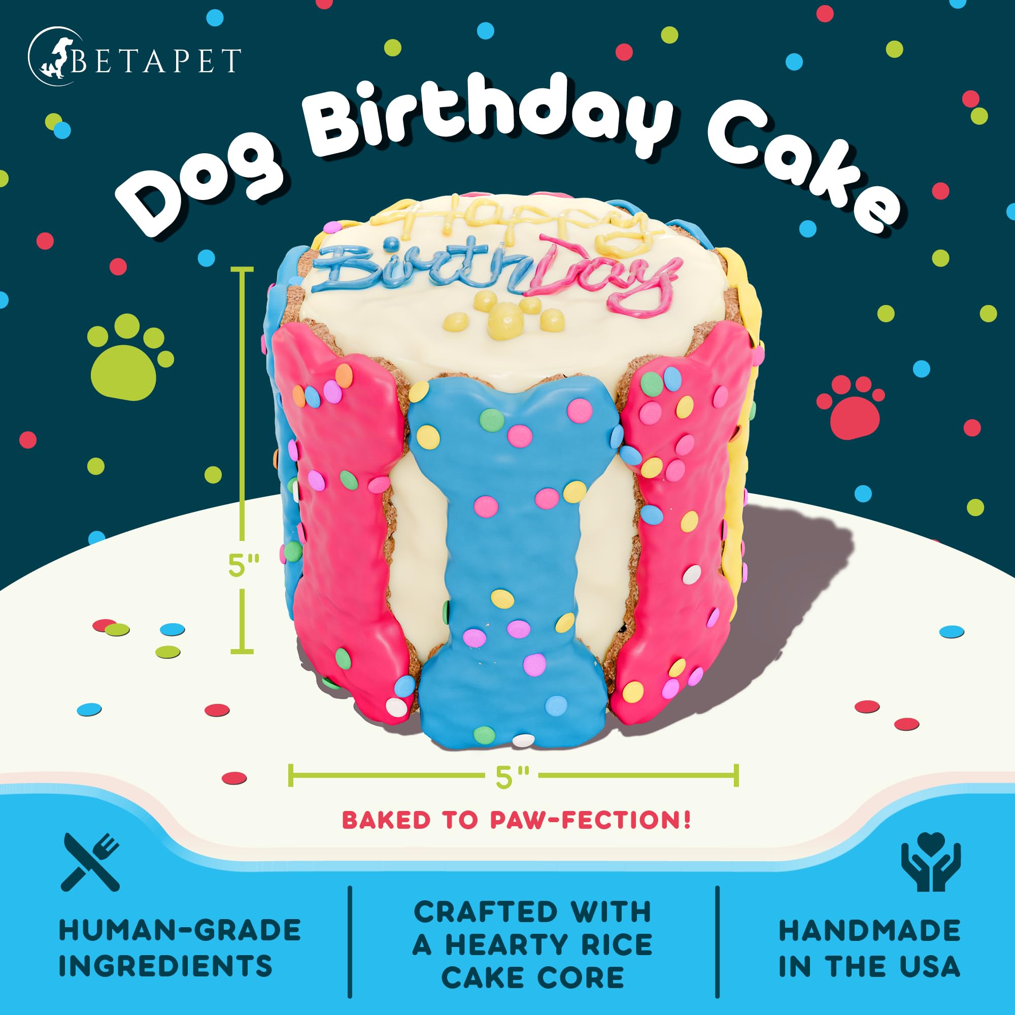 BETAPET dog birthday cake serving piece—perfect party dessert for dogs.