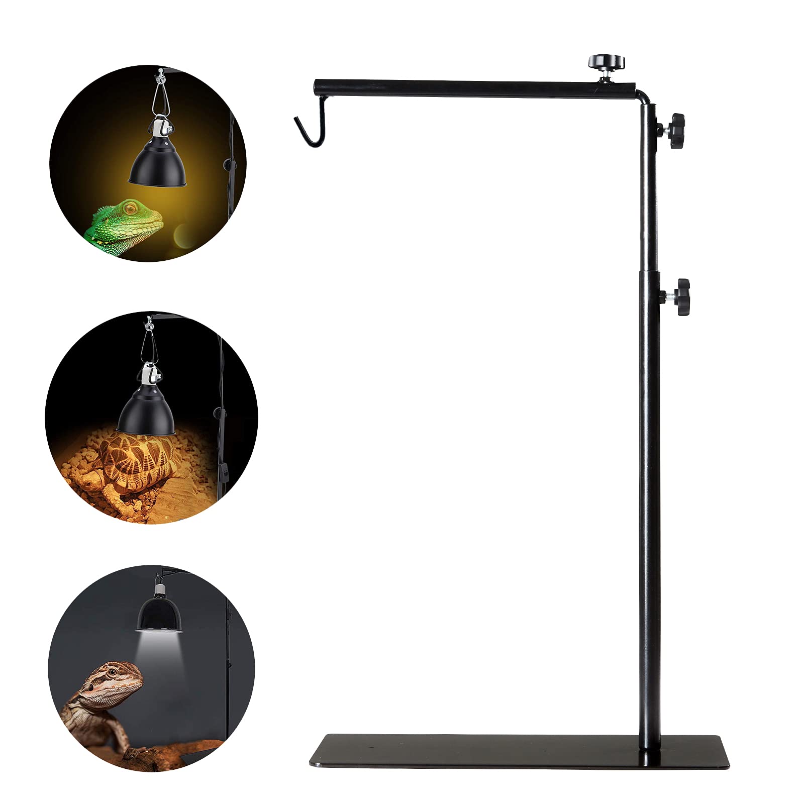 BETAZOOER reptile lamp stand full view demonstrates sturdy metal support for stable terrarium lighting