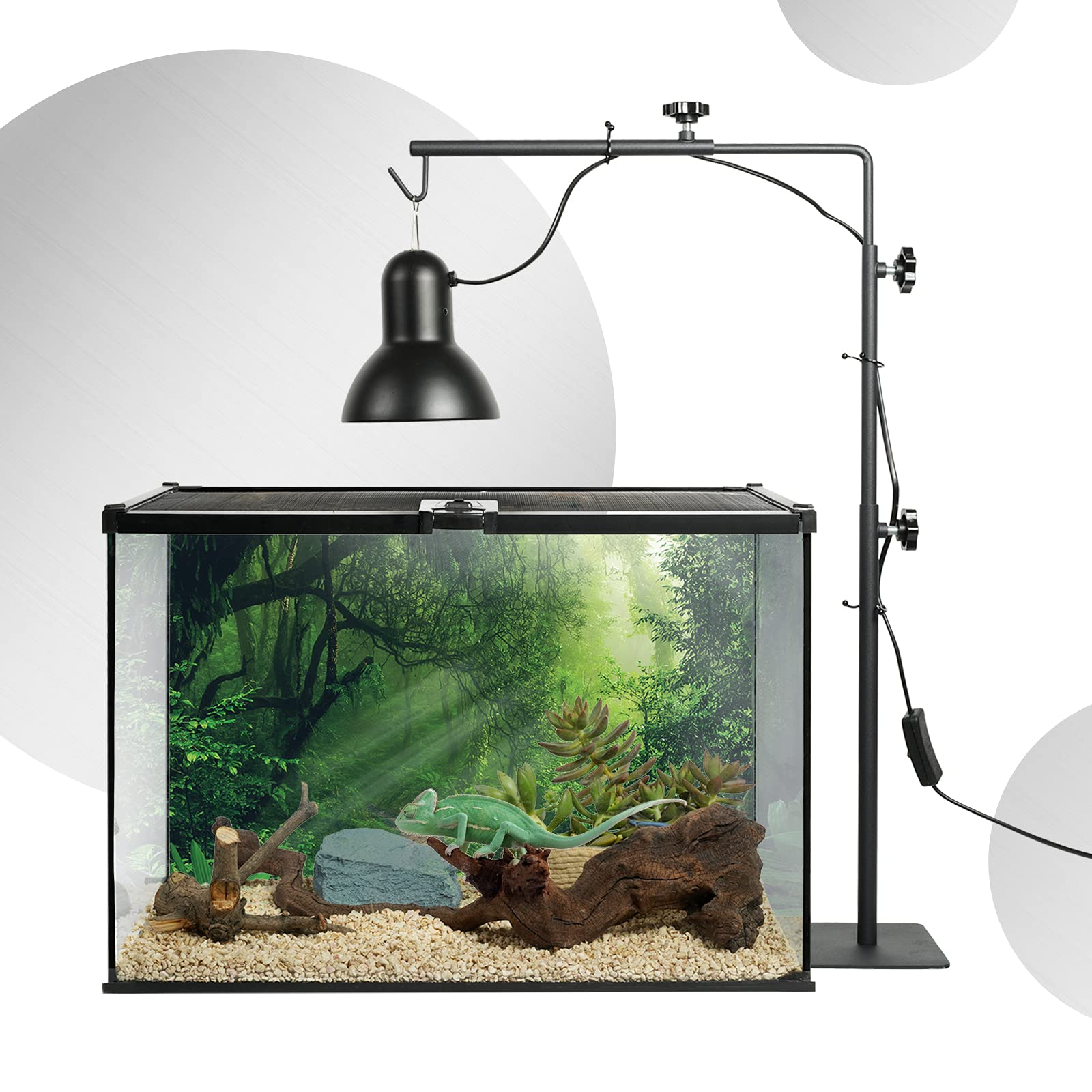 BETAZOOER reptile lamp stand with heat lamp demonstrates compatible heating lighting options