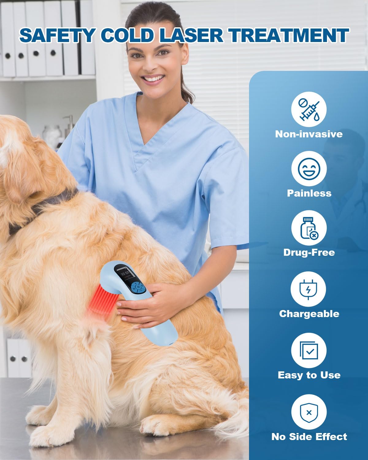 BETISBE LLLT used on a pet during treatment for gentle care