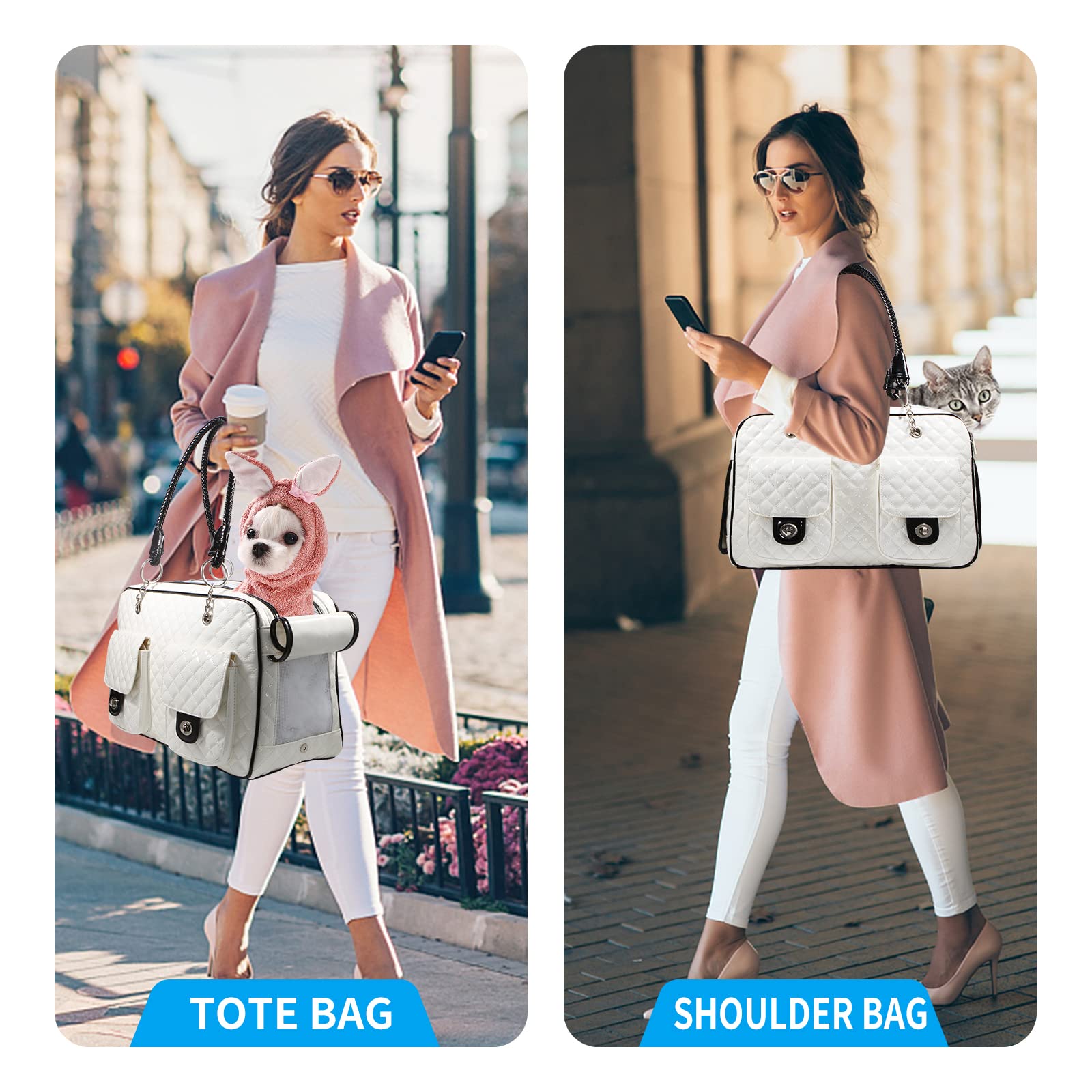 BETOP HOUSE collapsible white patent leather finish lends a chic, easy-clean look for trips