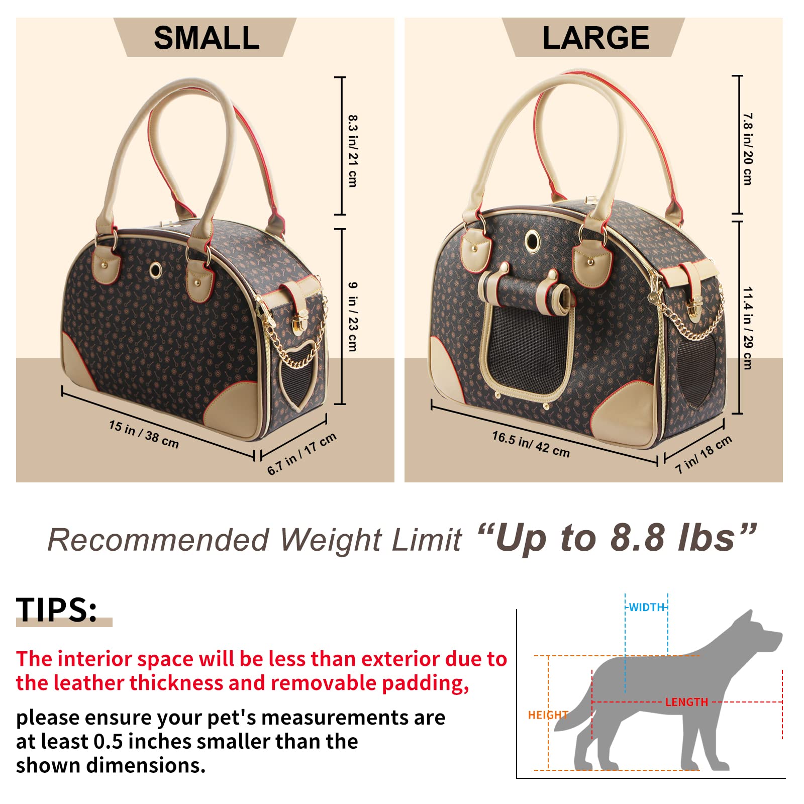 Betop House PU leather dog purse closeup highlights durable material