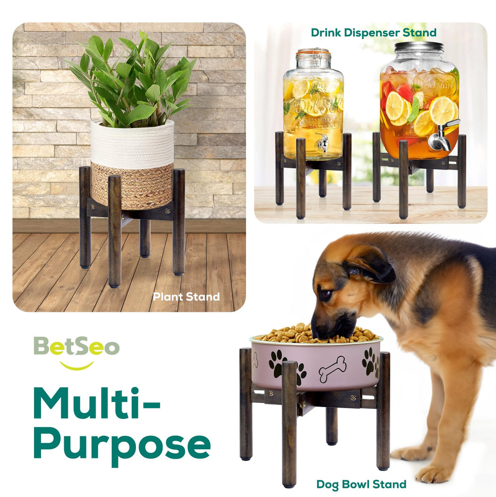 BETSEO dog bowl stand for medium to large breeds demonstrates ergonomic feeding.