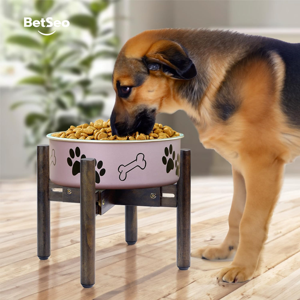 BETSEO dog bowl stand wide width range fits different bowls securely.