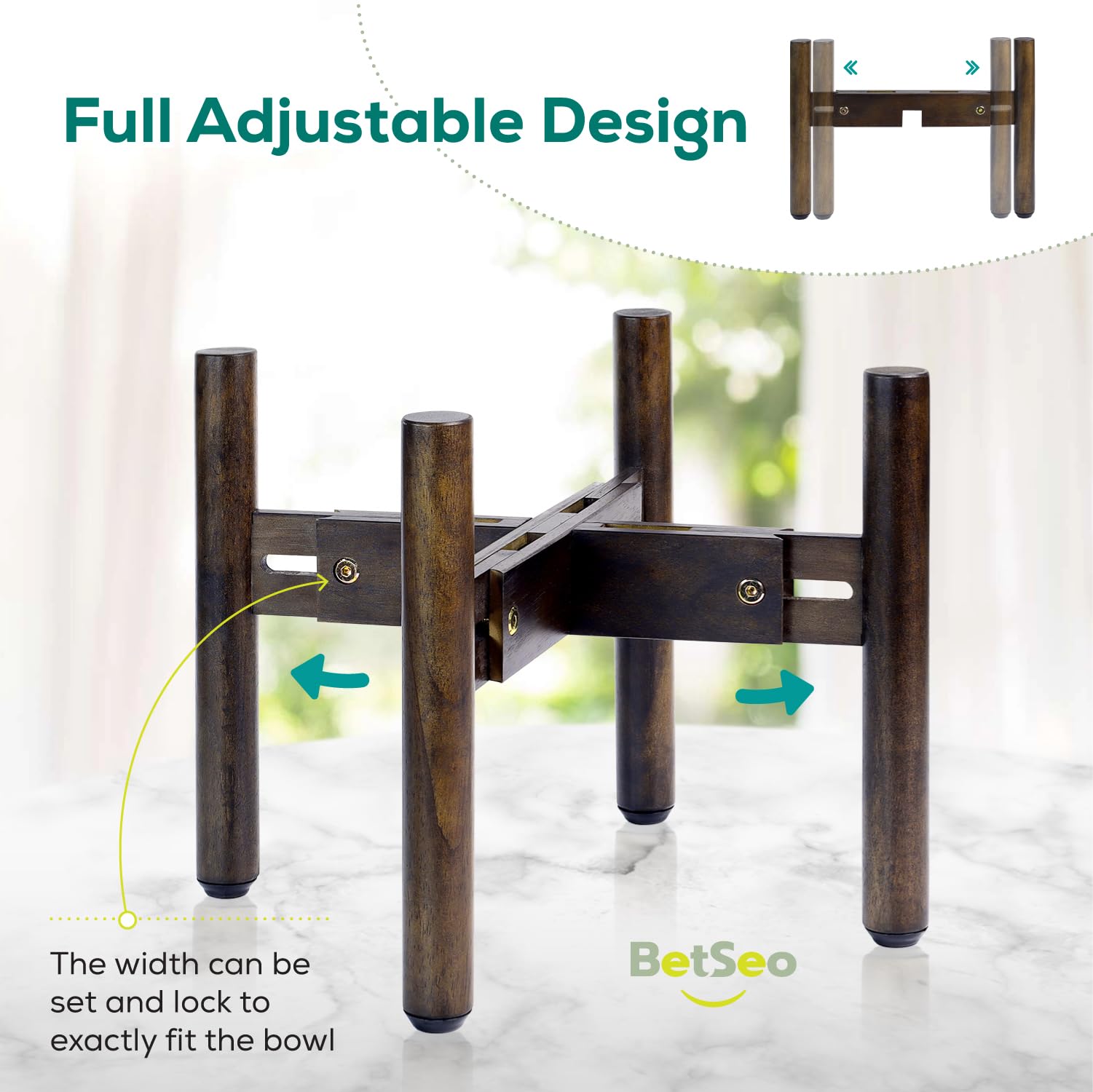 BETSEO dog bowl stand wooden finish adds natural, odor-free appeal.