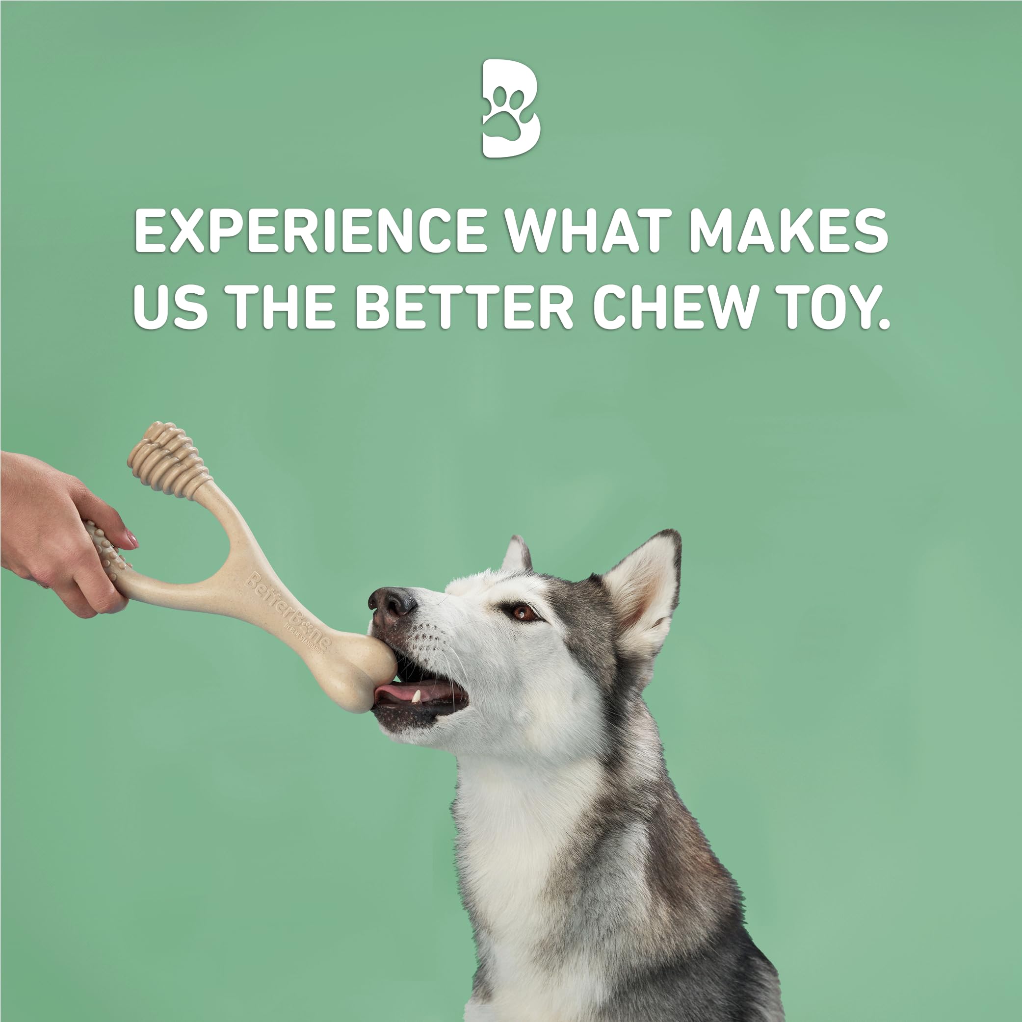 BetterBone ergonomic wishbone chew with nubs and ridges for cleaning and grip.