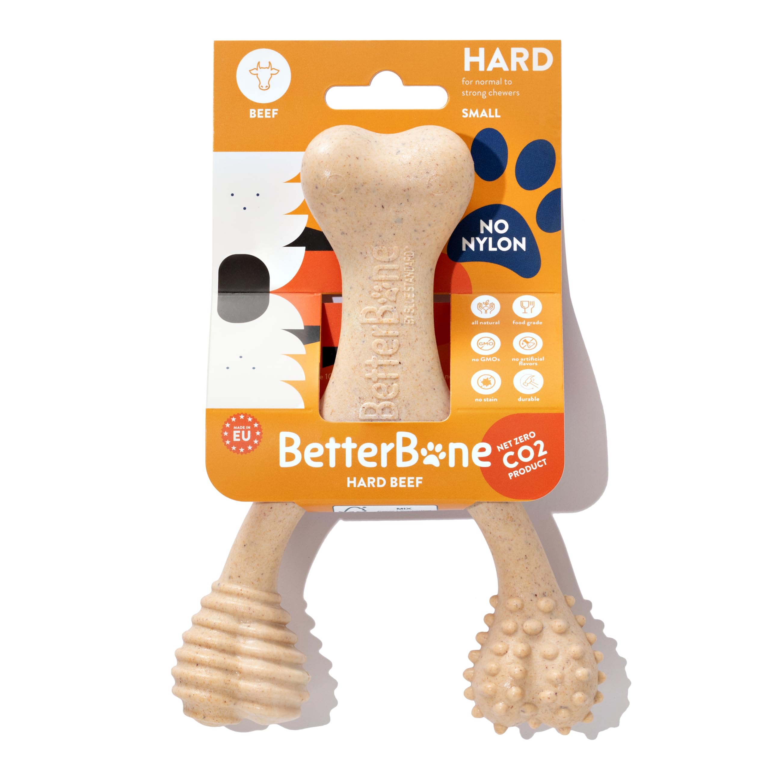 BetterBone hard density dog chew withstands powerful chewers for longer play.