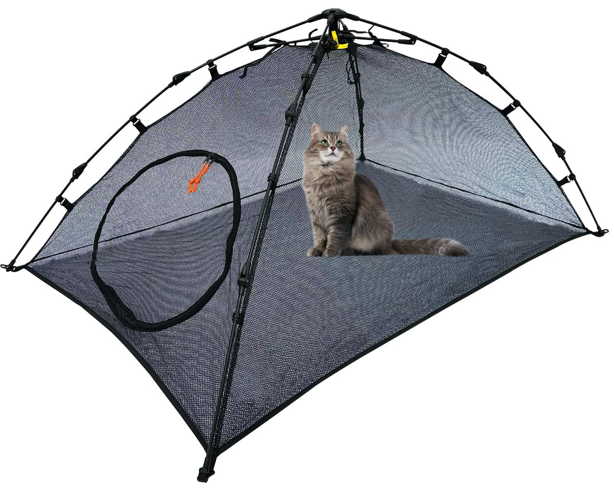BETYMAN Outdoor Cat Tent setup shows fast, tool-free assembly for easy outdoor fun.