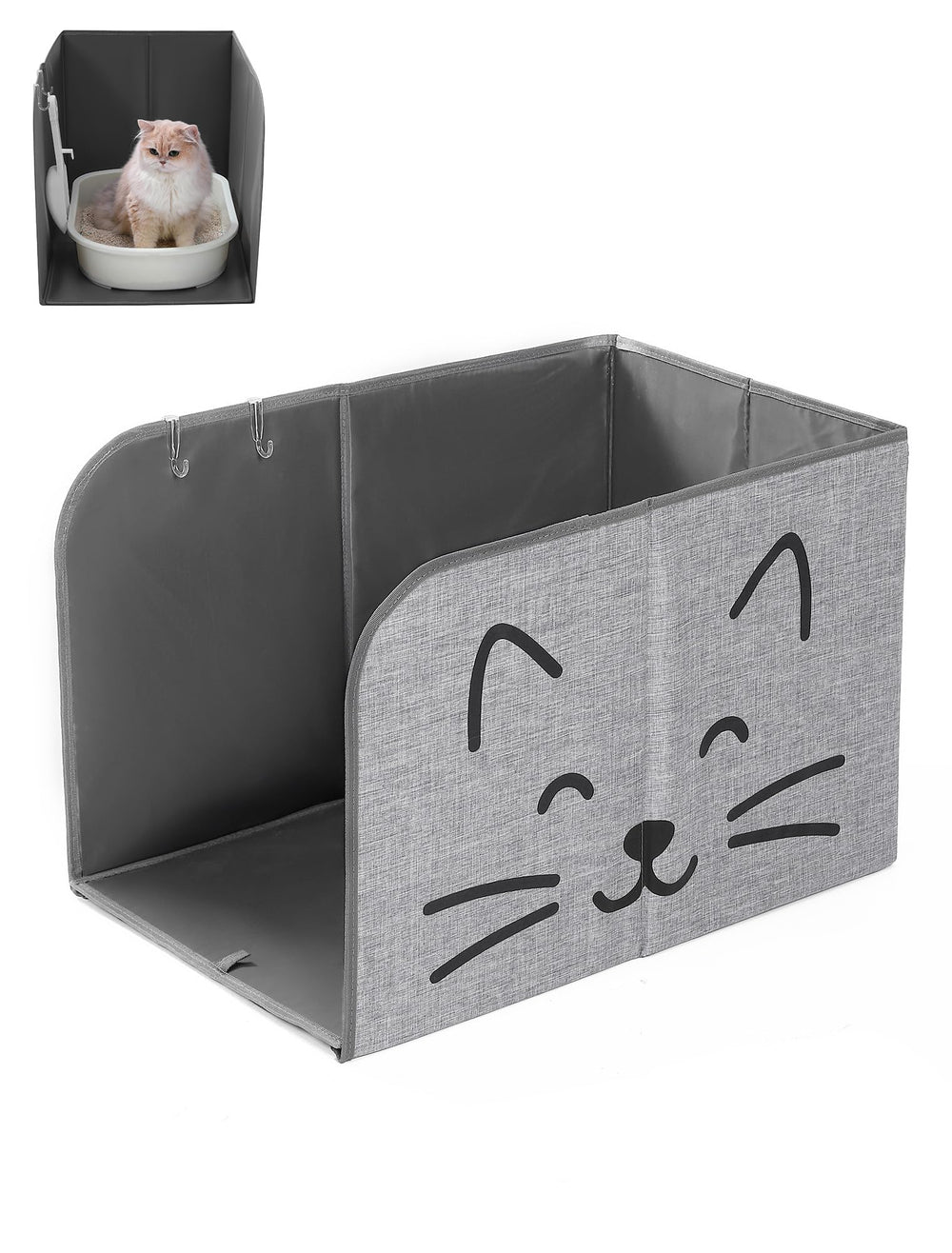 Beveetio open-top litter enclosure with extra room to move, reducing mess around the box.