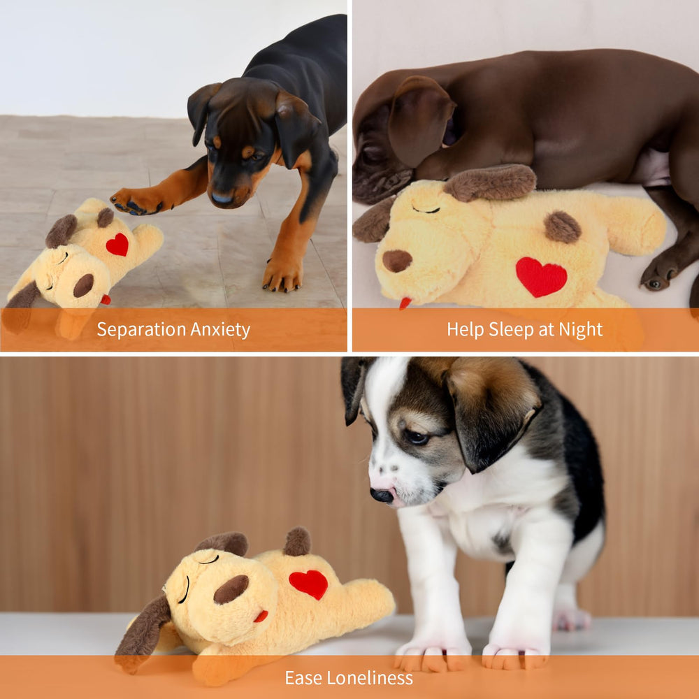 BEVERLYSHARK Heartbeat Puppy Toy bedtime scene suggests gentle sleep aid