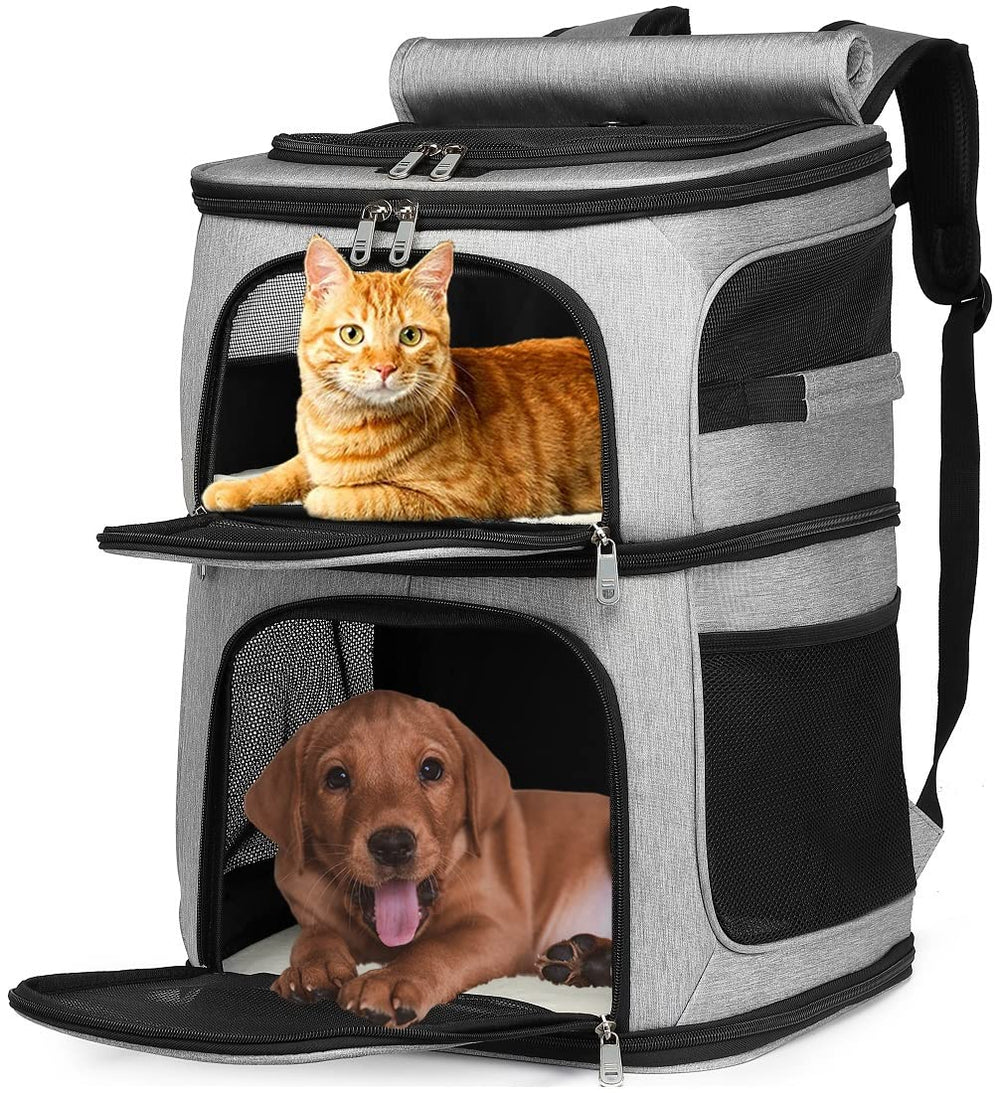 Beviliu Double Cat Carrier front view shows 2-in-1 travel-ready design.