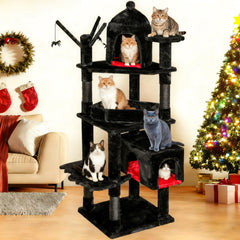 BEWISHOME 63-inch cat tree with 3-tier design for multi-cat play