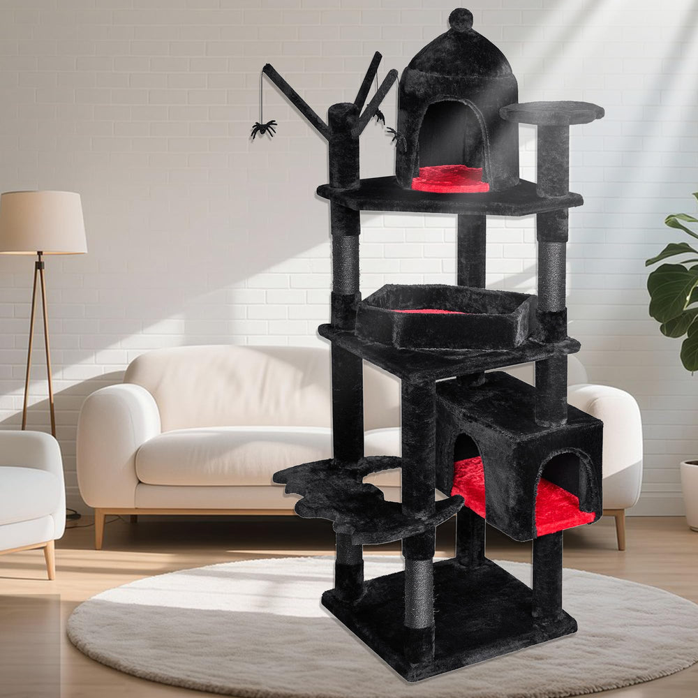 BEWISHOME coffin-bed cat tree offers 360-degree observation and naps