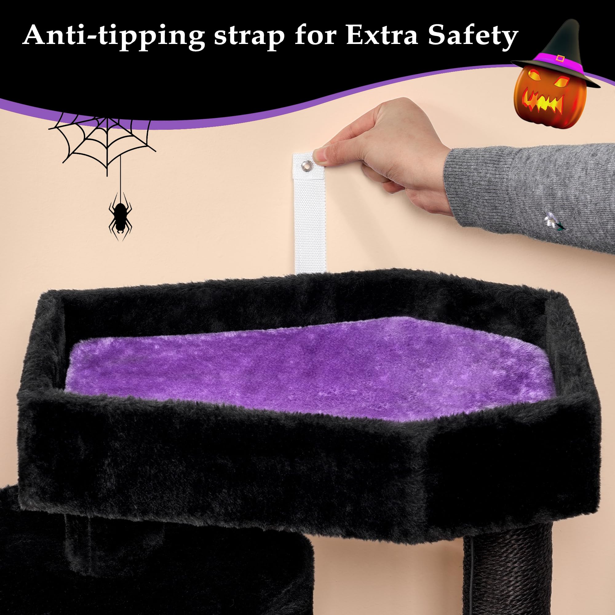 BEWISHOME sturdy base panel reduces rocking and keeps cat safe